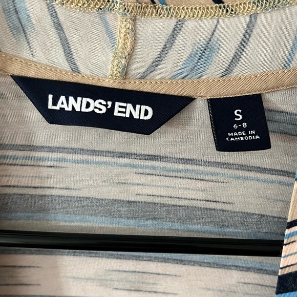 Lands End Lightweight Long Striped Cardigan with Pockets - Small - Picture 13 of 15